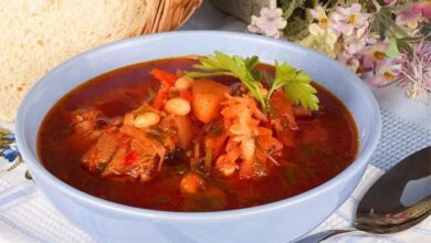 мясной борщ с фасолью