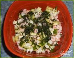 Салат с креветками и китайской капустой - фото шаг 7