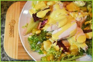 Итальянский салат с курицей под горчичной заправкой - фото шаг 6