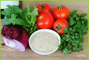 Салат из помидоров с красным луком и кунжутом - фото шаг 1