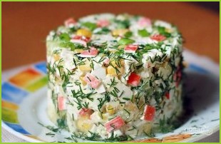 Крабовый салат без риса с огурцом - фото шаг 6