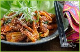 Кальмары по-корейски с овощами - фото шаг 8