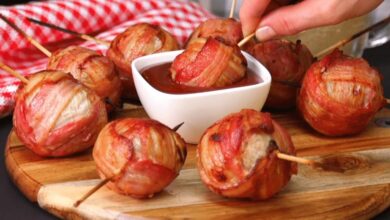 Мясные шарики в беконе