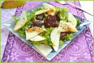 Теплый салат с грушей и куриной печенью - фото шаг 12