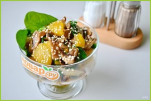 Салат со шпинатом, грибами и апельсинами - фото шаг 6