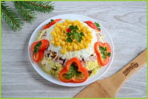 Салат с копченым мясом и грибами - фото шаг 13
